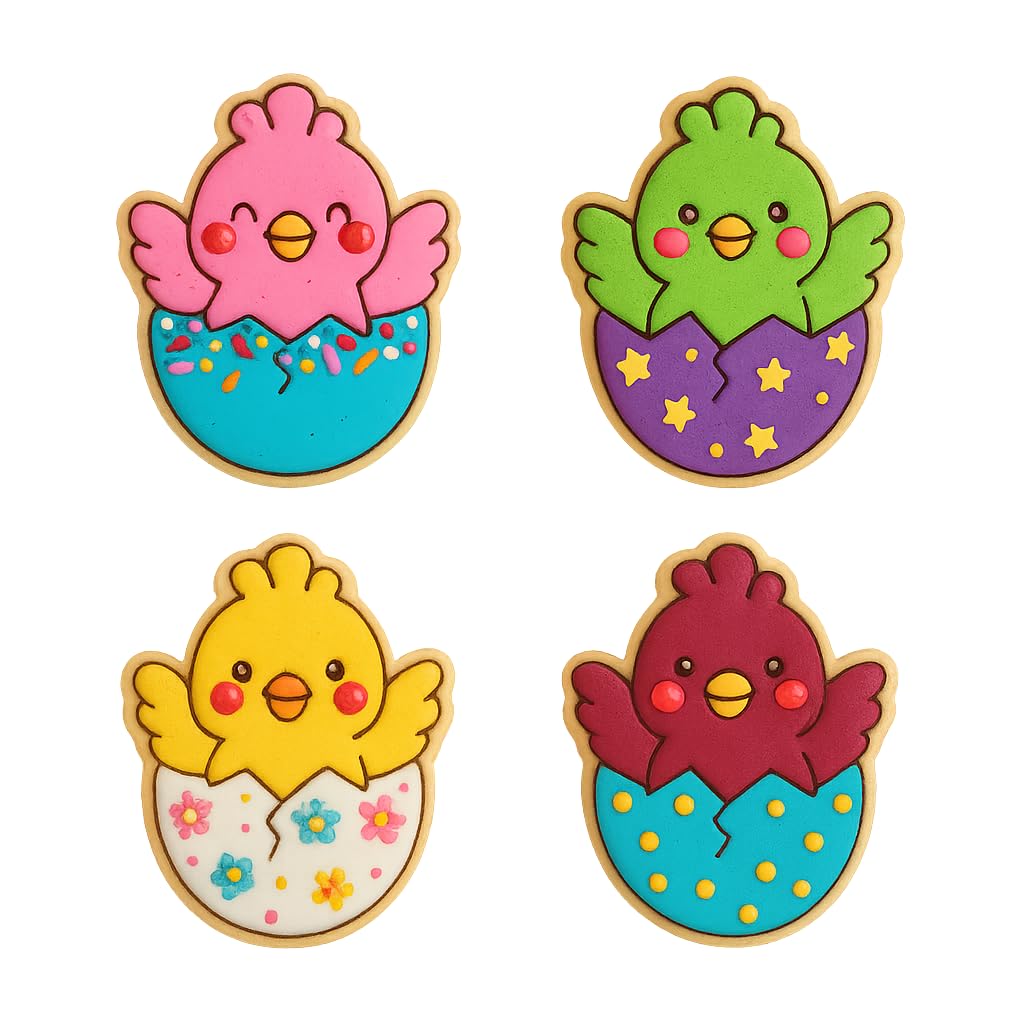 Hatching Chick Cookie Cutter & Stamp 4x3.5" for Baking & Fondant Clay Embosser
