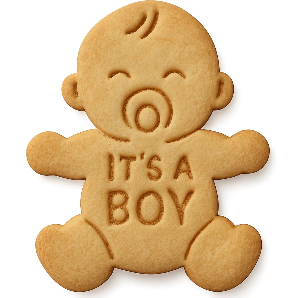 Mighty Gadget It's a Boy Baby Cookie Cutter & Stamp - 4x3" Adorable Shape for Baby Showers (Random Color)