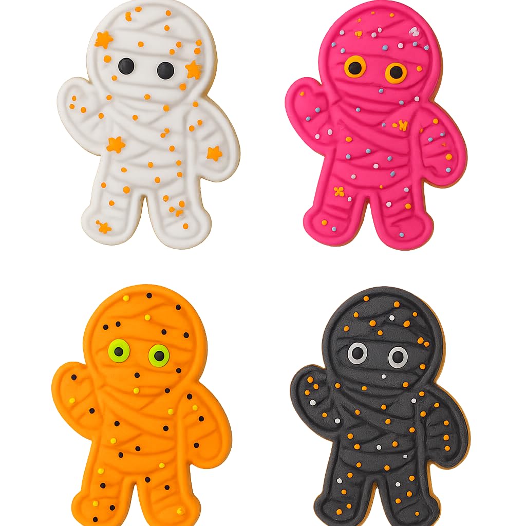 Mighty Gadget Mummy Man Cookie Cutter & Stamp - 4x2.8" Spooky Fun for Halloween Baking (Random Color)