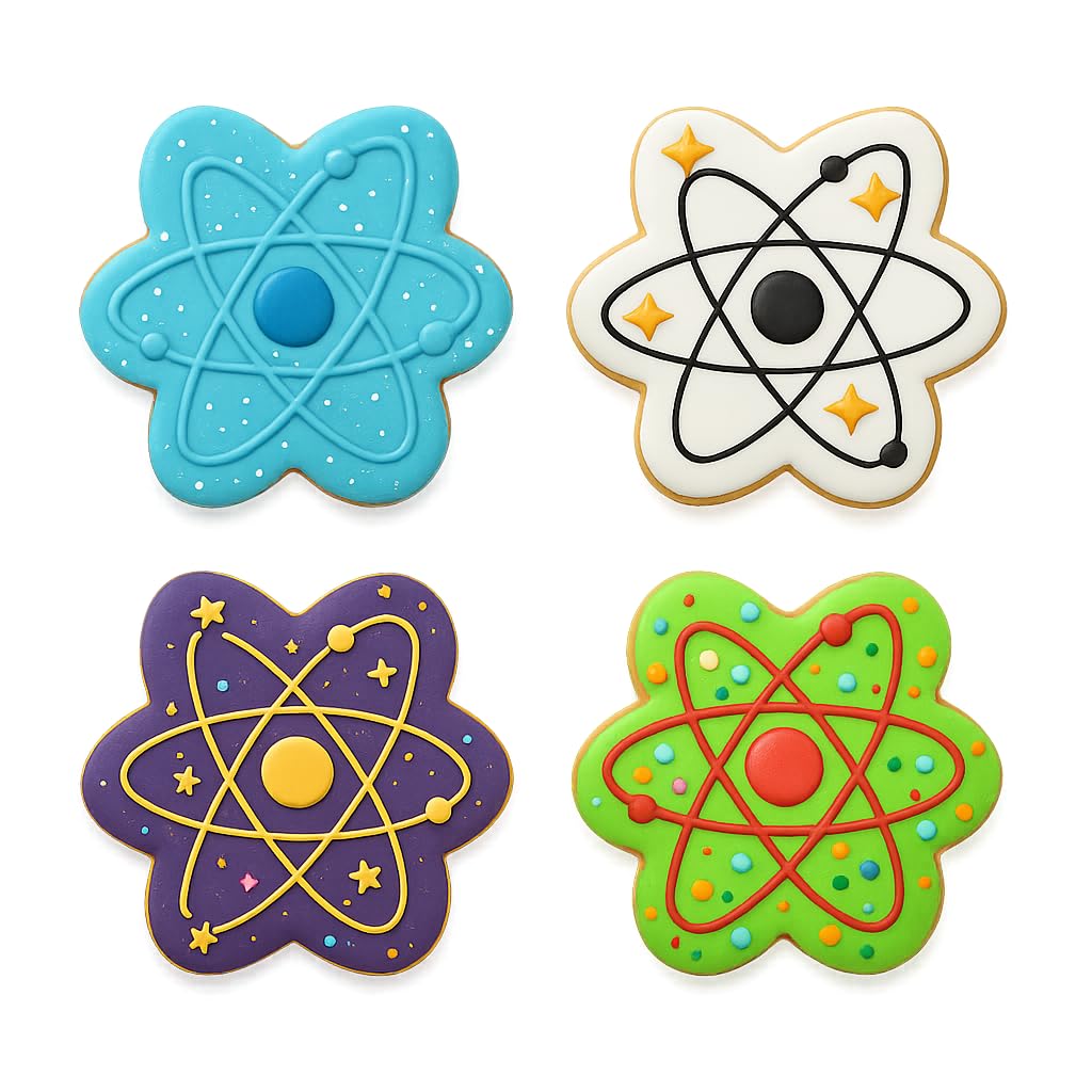 Science Atom Cookie Cutter & Stamp 4x3.5" for Baking Fondant Clay Embosser
