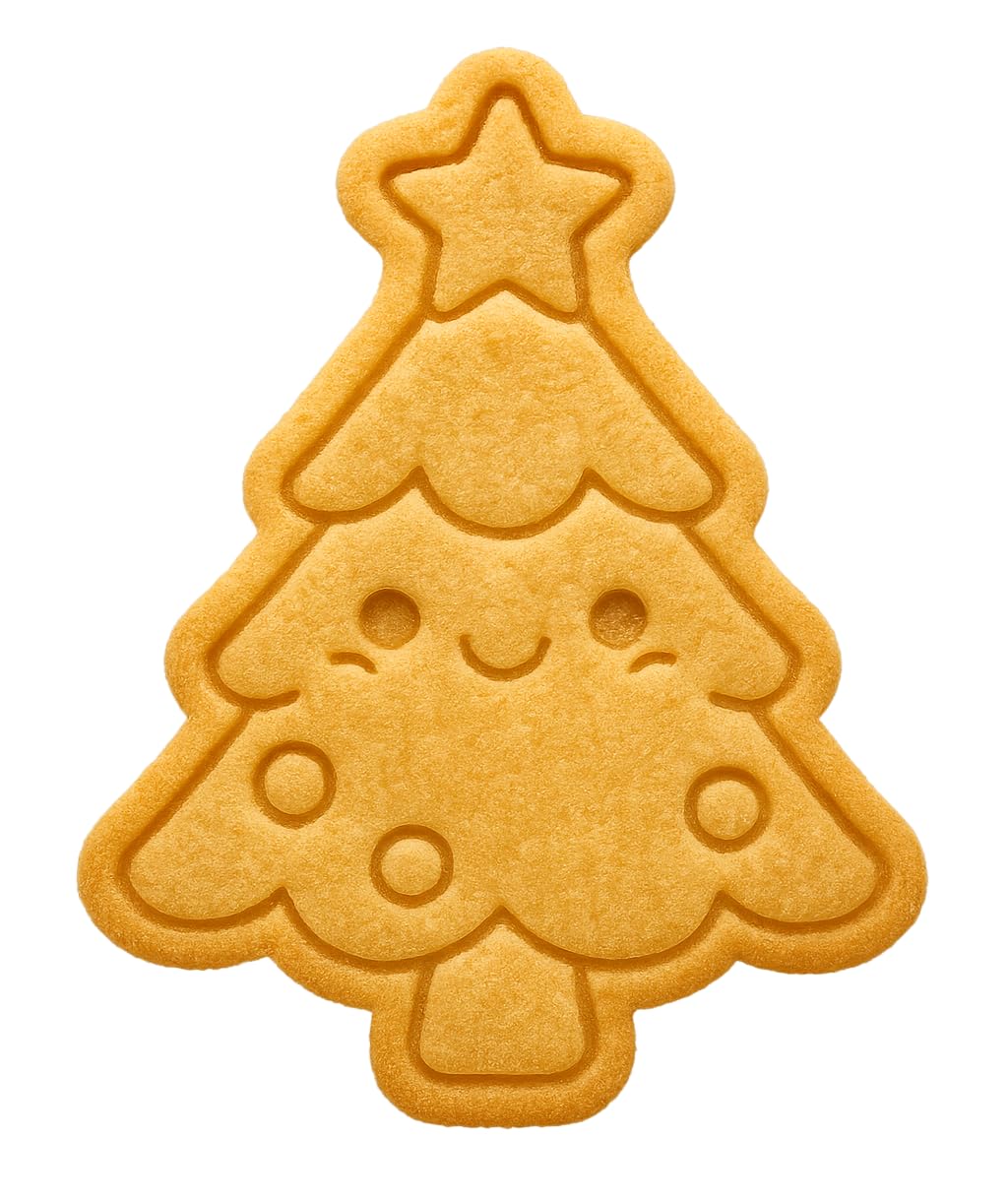 Kawaii Christmas Tree Cookie Cutter - 4x3.17" Fun Holiday Baking Design