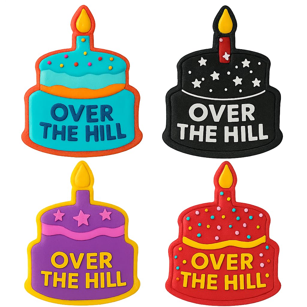 Mighty Gadget Over The Hill Cake Cookie Cutter & Stamp - 4x3.16" Humorous Theme for Fun Baking (Random Color)