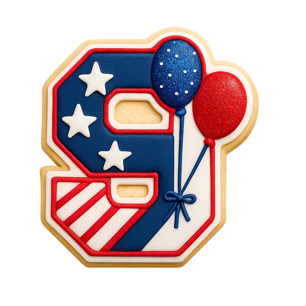 Mighty Gadget Number 9 with Balloons Cookie Cutter for 9 Year Old - 4x3.63" Birthday Celebration Mold (Random Color)