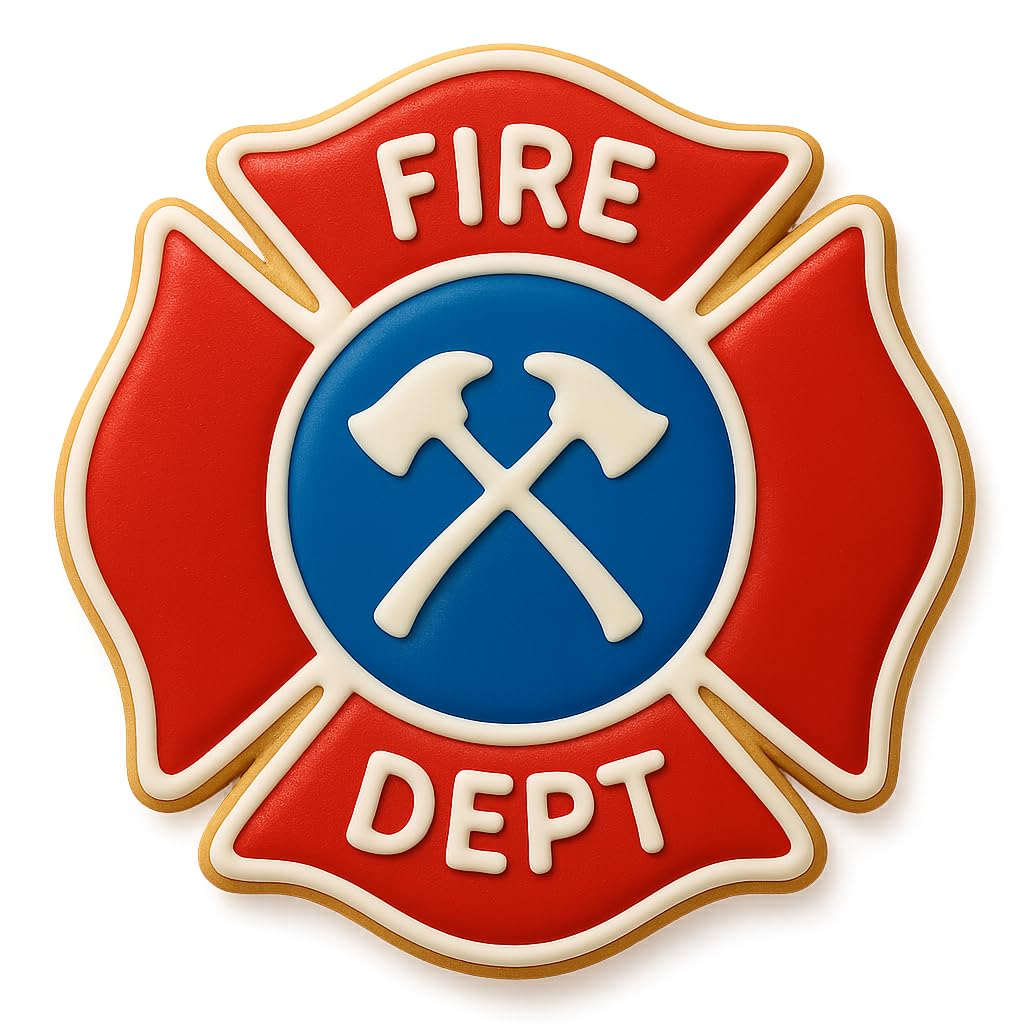 Maltese Cross Fire Dept. Cookie Cutter & Stamp - 4x4", Firefighter-Themed Baking Tool