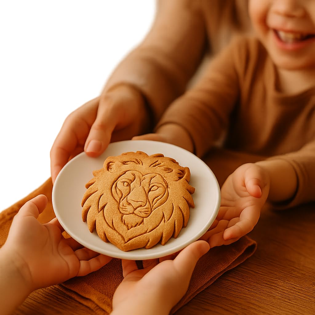 Mighty Gadget Detailed Lion Head Cookie Cutter Stamp - 4x3.49", African Safari Animal Cookie Mold for Bakers & Crafters (Random Color)
