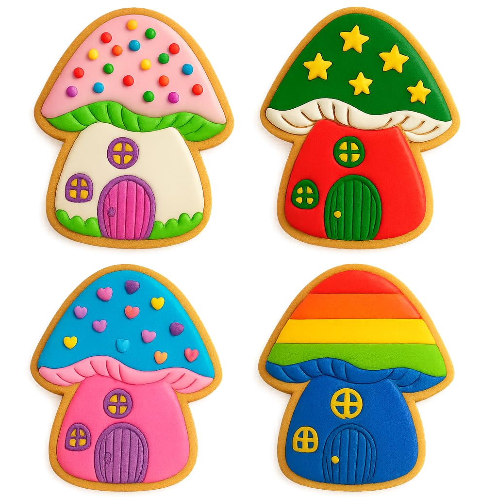Mighty Gadget Fairy Mushroom House Cookie Cutter & Stamp - 4x3.6" Enchanted Design for Magical Baking (Random Color)