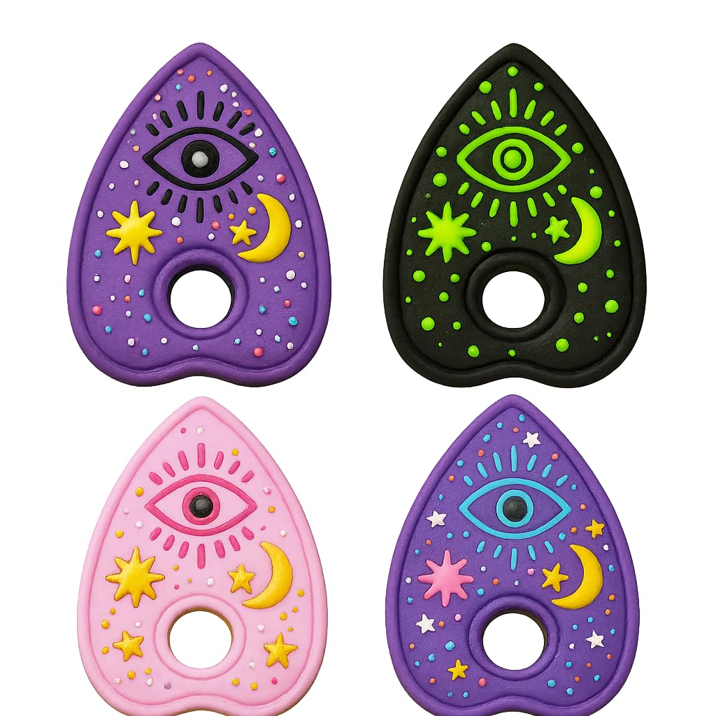 Mighty Gadget Planchette with Evil Eye Cookie Cutter & Stamp - 4x2.5" Mysterious Design for Occult Baking (Random Color)
