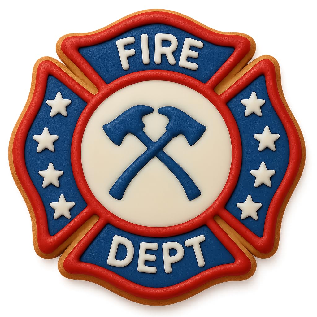 Maltese Cross Fire Dept. Cookie Cutter & Stamp - 4x4", Firefighter-Themed Baking Tool