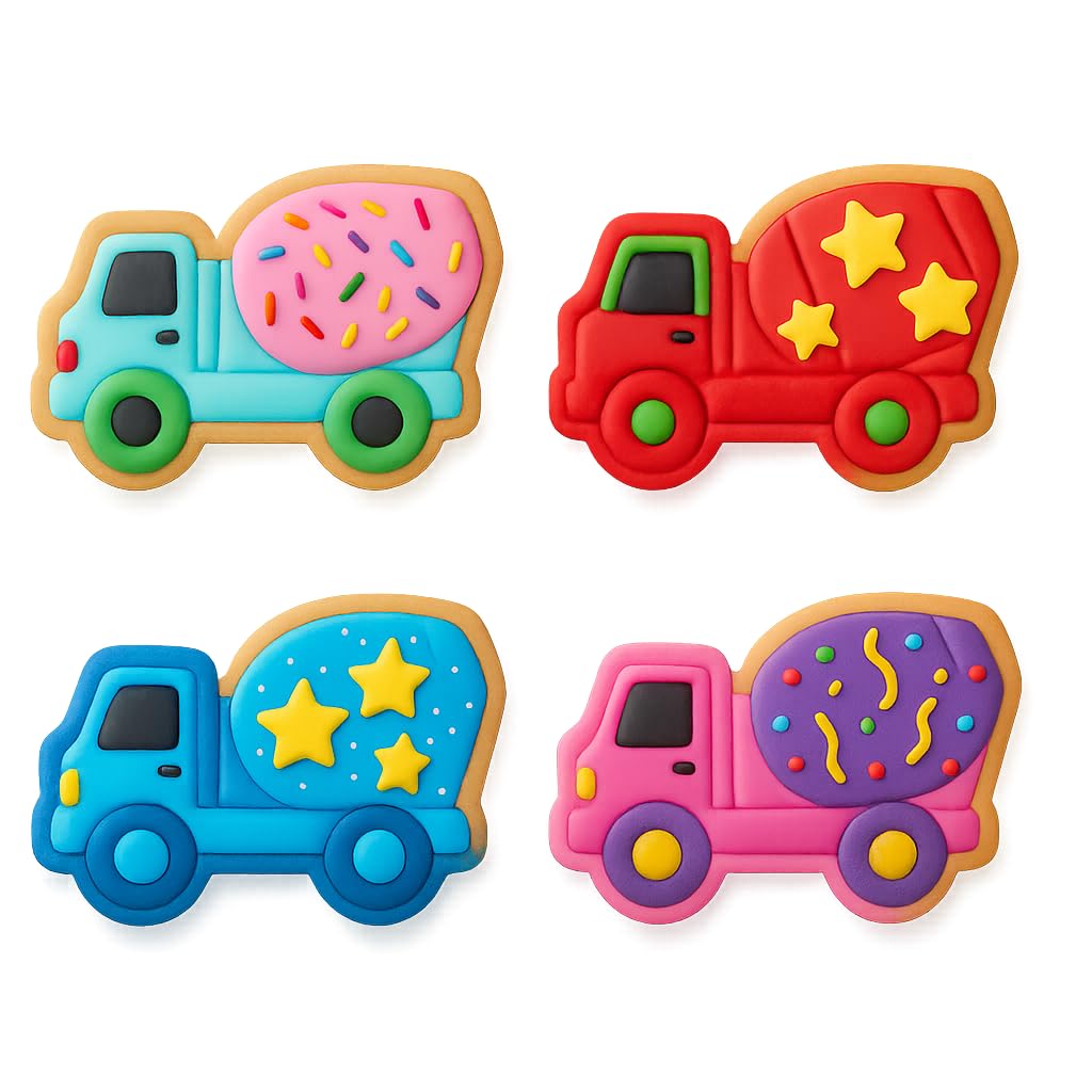 Mighty Gadget Cement Mixer Truck Cookie Cutter & Stamp - 4x3" Fun Vehicle Shape for Construction-Themed Parties (Random Color)
