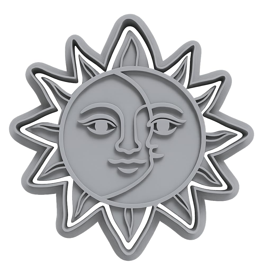 Mighty Gadget Celestial Sun and Moon Cookie Cutter & Stamp - 4x4" Heavenly Design for Lunar Celebrations (Random Color)