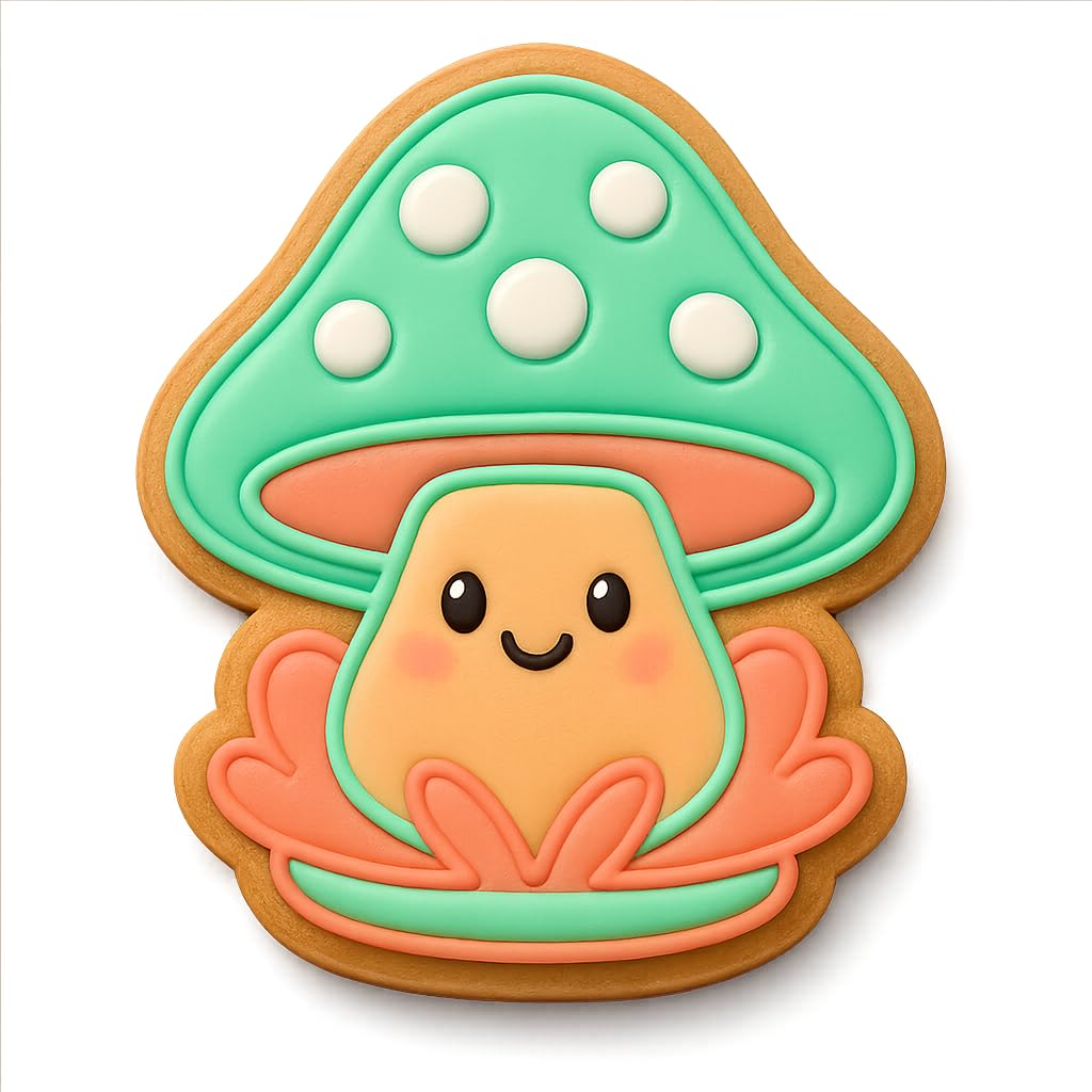 Kawaii Mushroom Man Cookie Cutter - 4x3.54" Fun Baking Design Kids