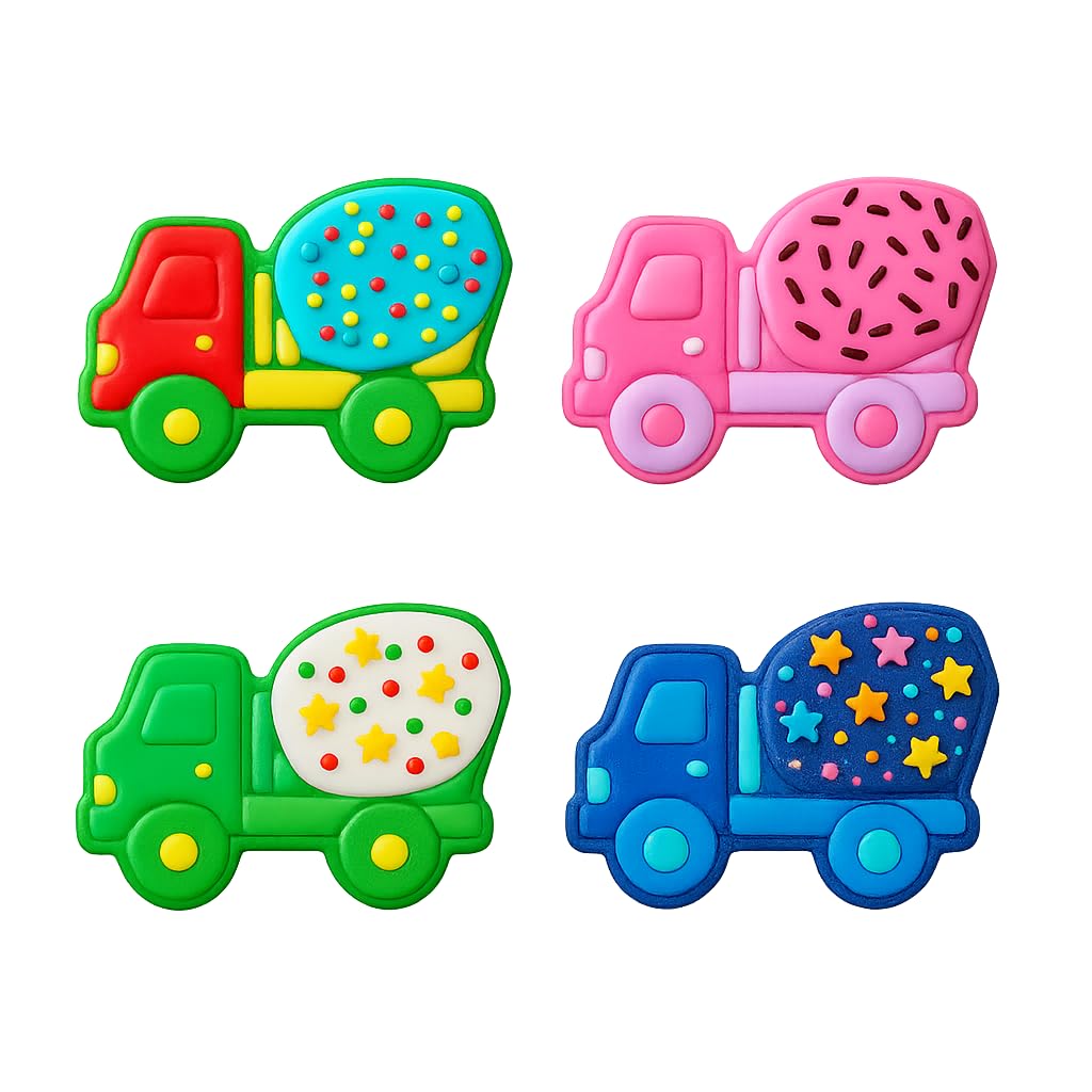 Mighty Gadget Cement Mixer Truck Cookie Cutter & Stamp - 4x3" Fun Vehicle Shape for Construction-Themed Parties (Random Color)
