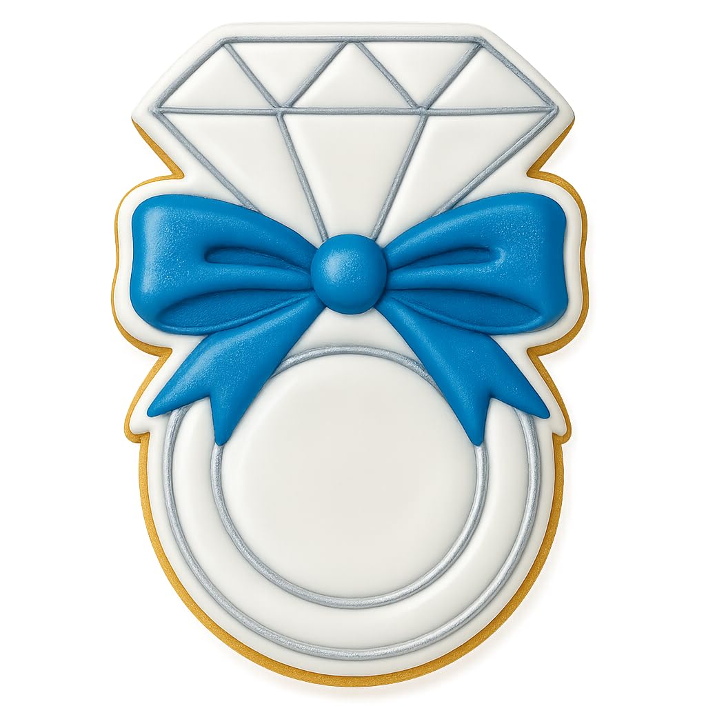 Elegant Diamond Ring with Ribbon Cookie Cutter - 4x3" Wedding Baking Fun