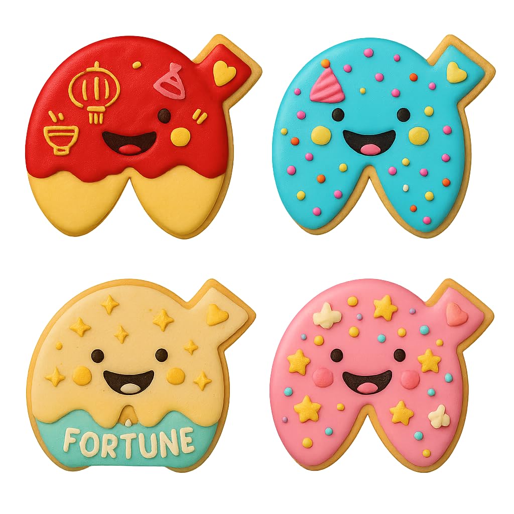 Mighty Gadget Happy Fortune Cookie Shape Cookie Cutter & Stamp - 4x3.2" Easy Release for Fun Baking Adventures (Random Color)