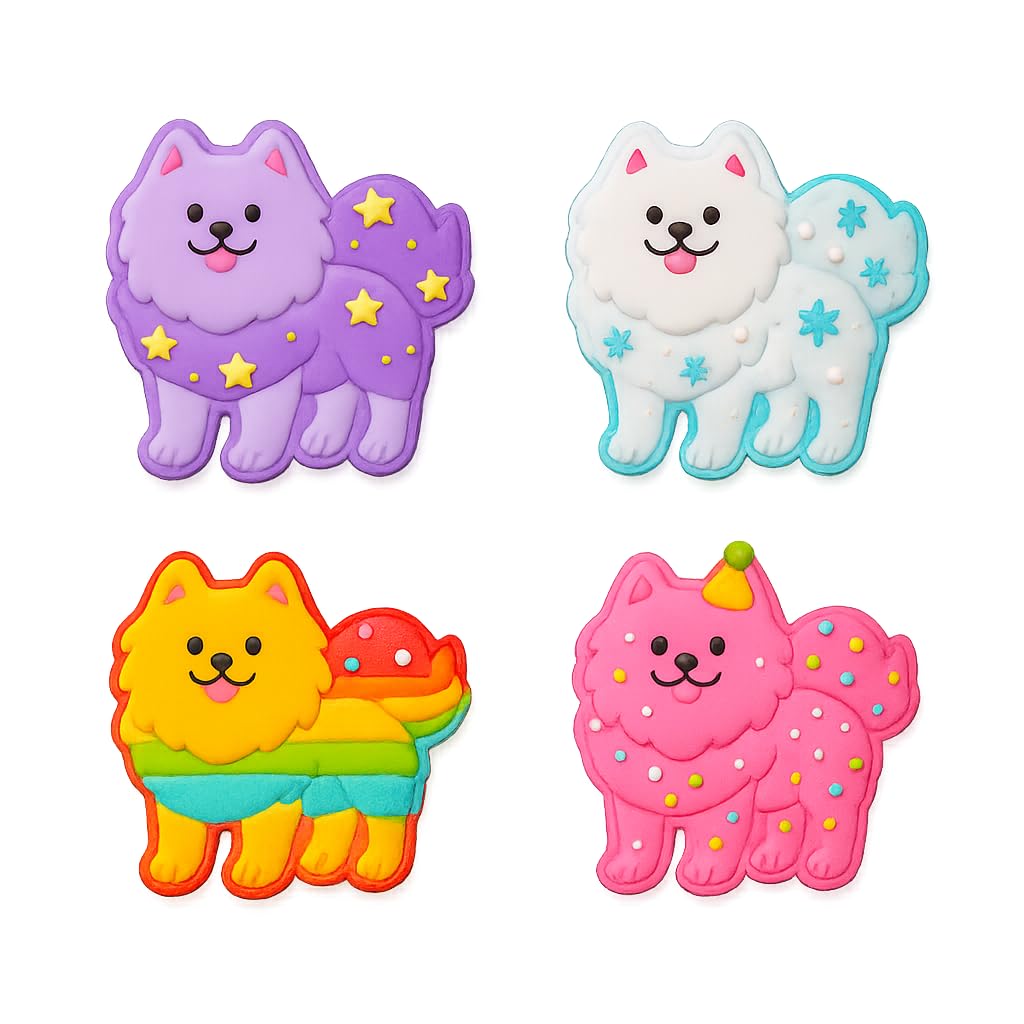 Smiling Samoyed Dog Cookie Cutter & Stamp 4x3.9" for Baking Fondant Clay Gifts