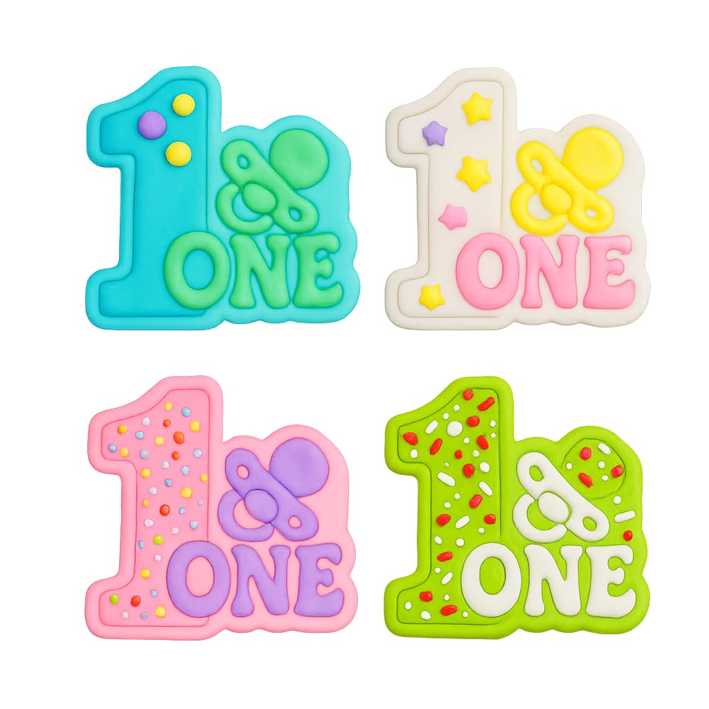 Mighty Gadget First Birthday Pacifier Cookie Cutter & Stamp - 4x3" Cute Addition for Baby Showers (Random Color)