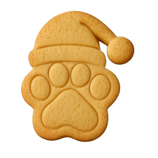 Paw with Santa Hat Cookie Cutter & Stamp 4x3.2" for Baking Fondant Clay Gifts