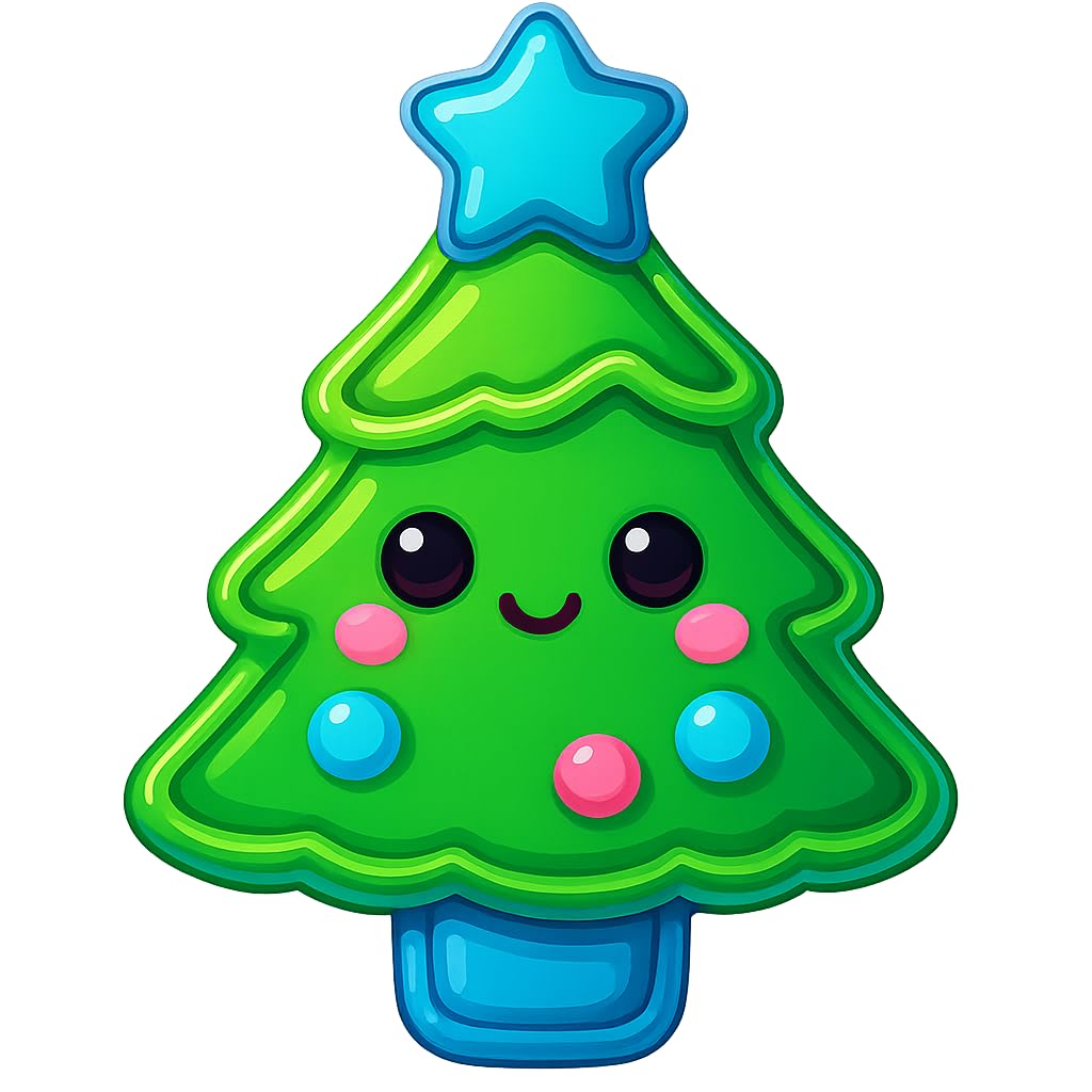Kawaii Christmas Tree Cookie Cutter Style 2 - 4x3.14" Fun Holiday Baking Design