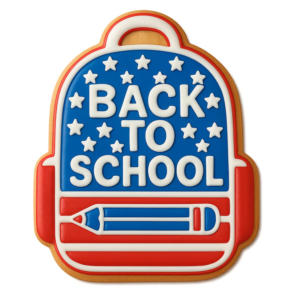 Mighty Gadget Back to School Backpack Cookie Cutter & Stamp - 4x3.2" Fun Design for Kids Baking & School Parties (Random Color)