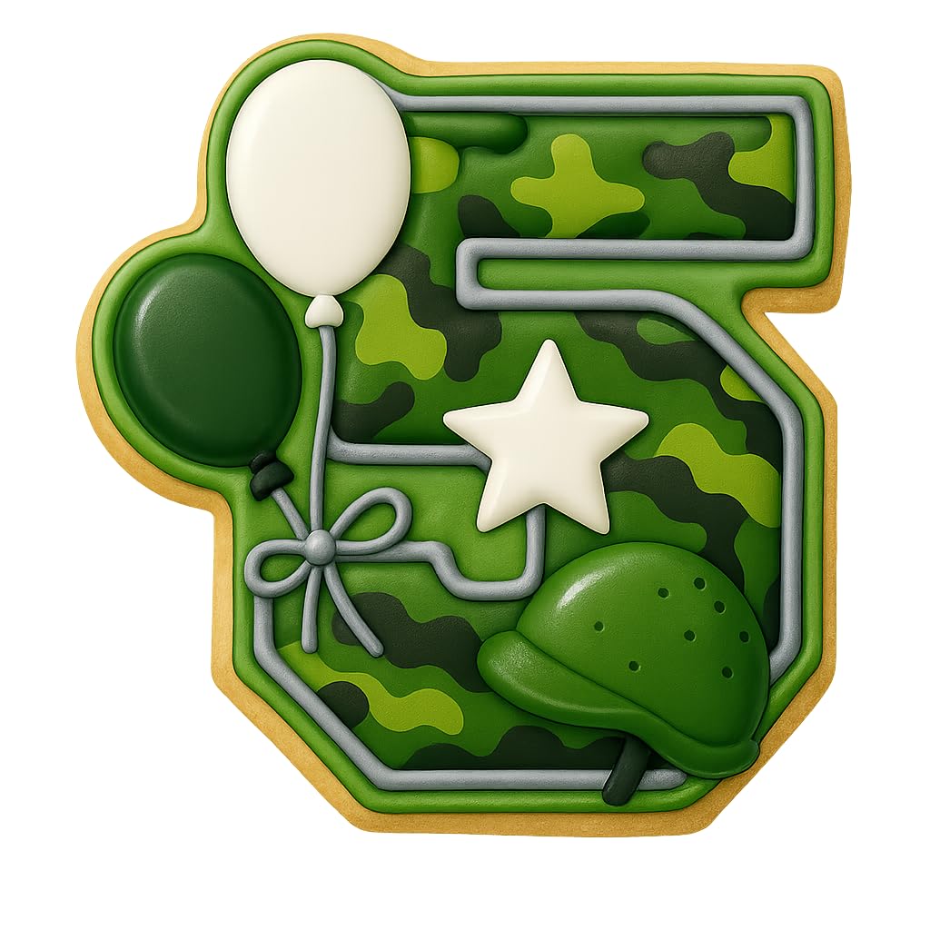 Mighty Gadget Number 5 with Balloons Cookie Cutter for 5 Year Old - 4x3.93" Birthday Celebration Mold (Random Color)