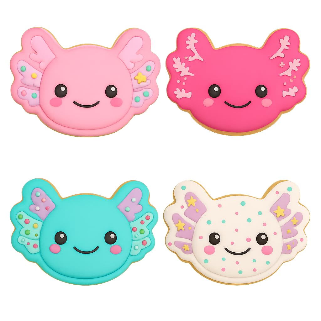 Kawaii Axolotl Head Cookie Cutter & Stamp 4x2.79" for Baking Fondant Clay Gifts
