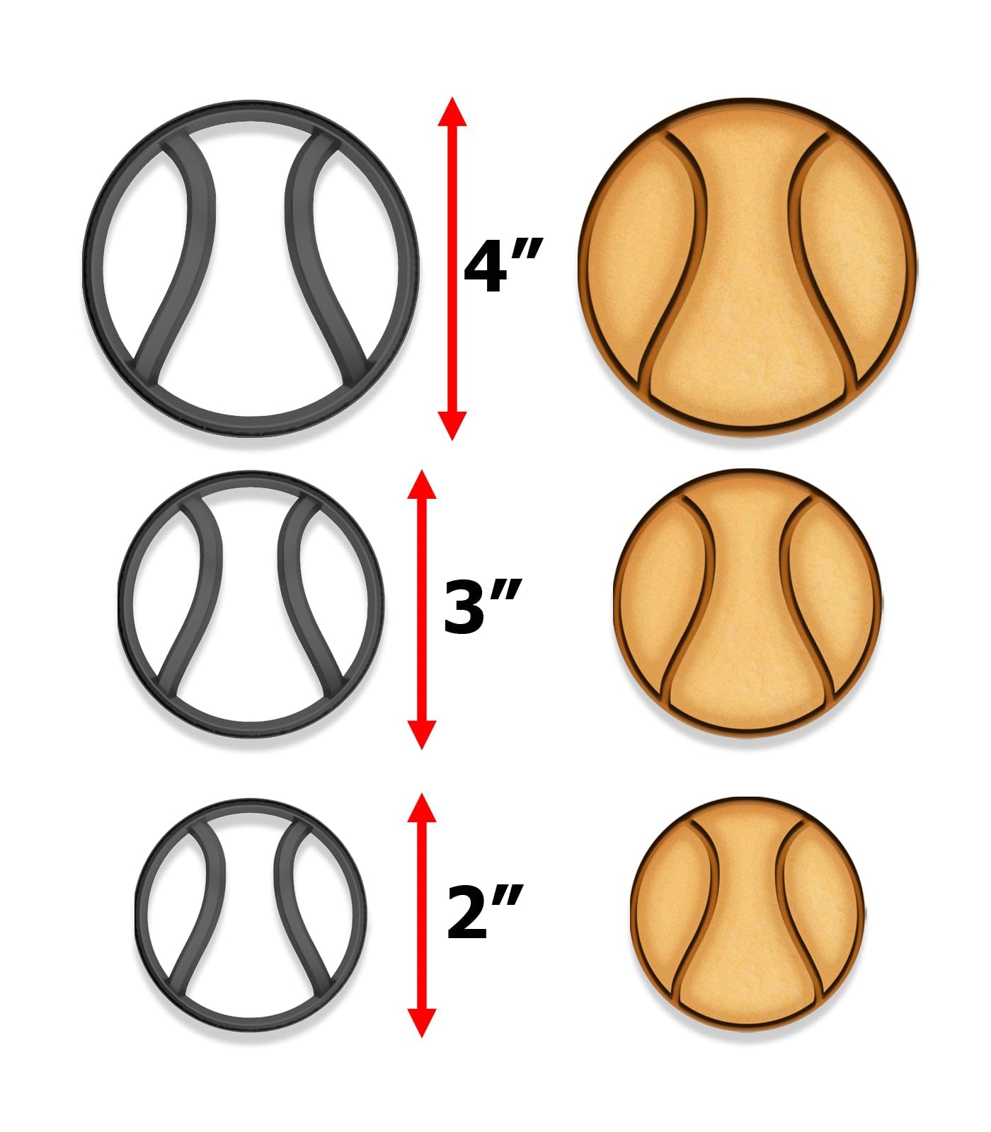 Tennis Ball Cookie Cutter Set (4", 3", 2") – Perfect for Sports Parties, Baking, Fondant, Crafts, and Tennis Fan Gifts (Random Color)