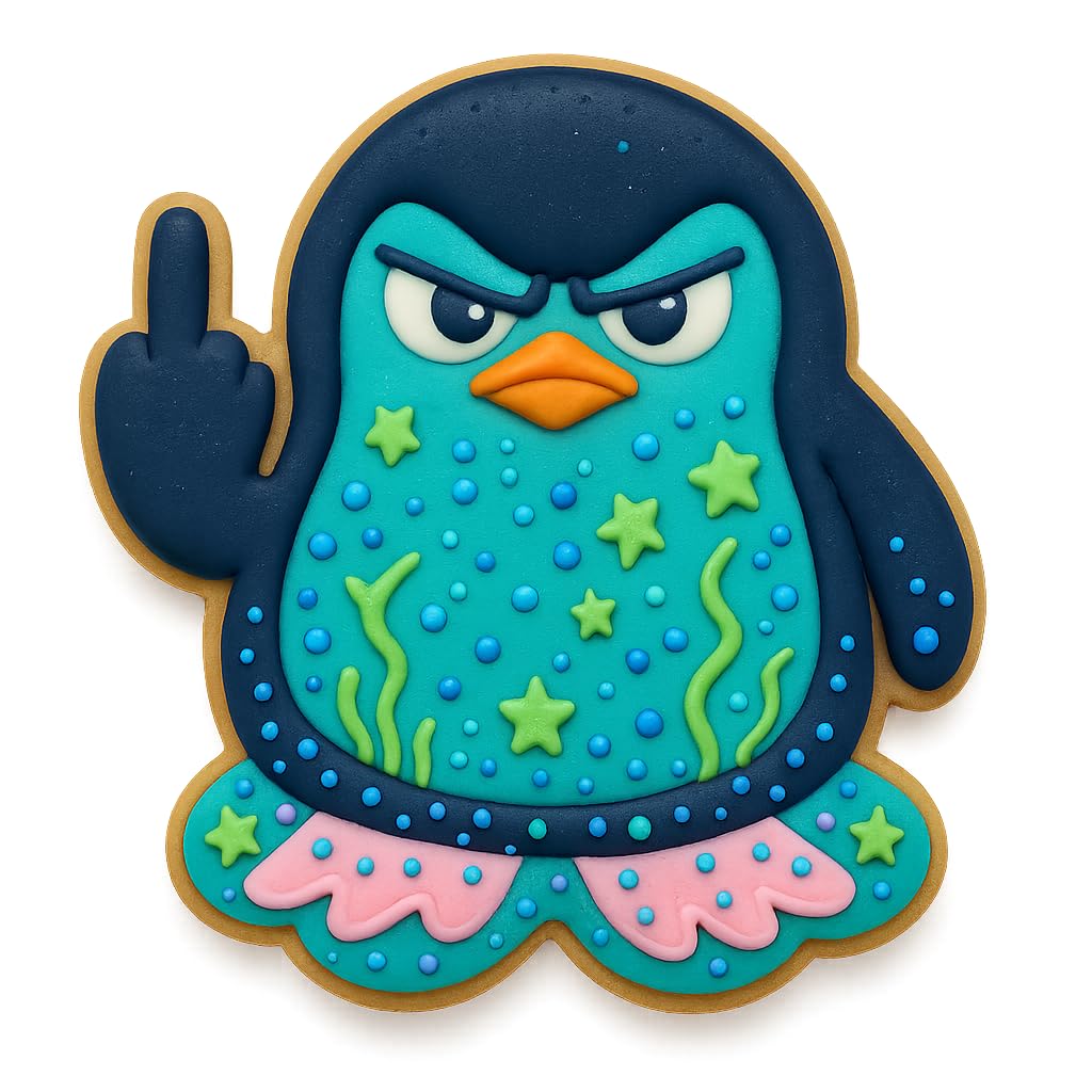 Middle Finger Penguin Cookie Cutter - 4x3.83", Adult Humor Bird Baking Mold (Random Color)