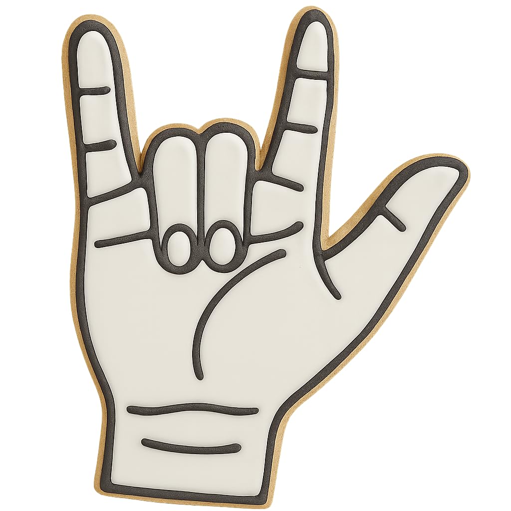 Mighty Gadget Detailed ASL I Love You Hand Cookie Cutter - 4x2.71" Sign Language Baking Mold (Random Color)