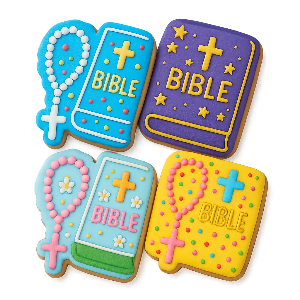Mighty Gadget Bible & Rosary Cookie Cutter & Stamp - 4x3" Faithful Design for Religious Celebrations (Random Color)