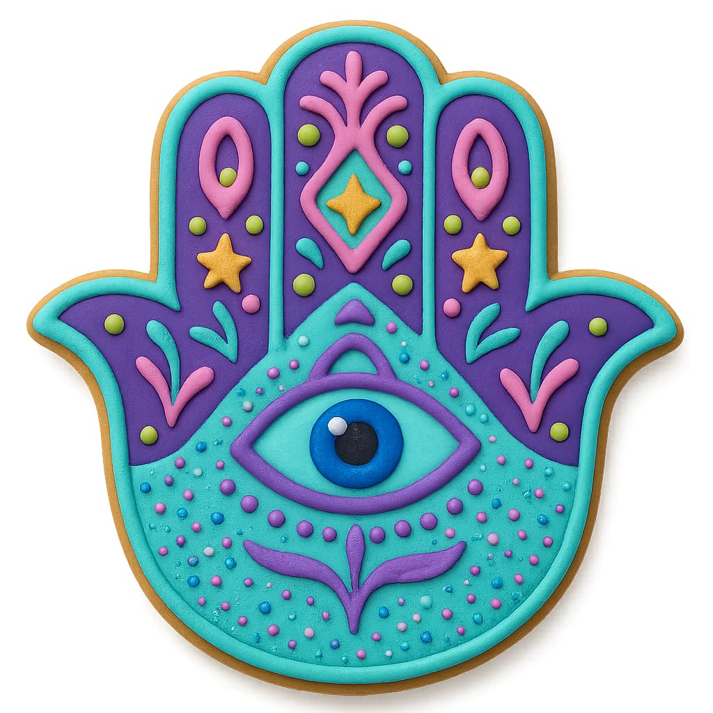 Mystic Hamsa Cookie Cutter with Evil Eye Design - 4x3.72", Spiritual Symbol for Cookies, Fondant & Crafts (Random Color)