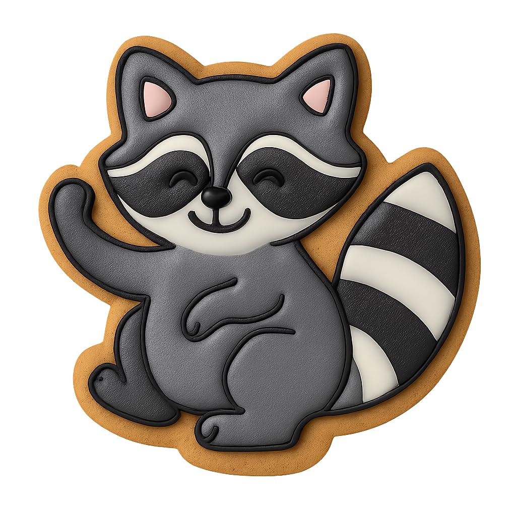 Playful Raccoon Cookie Cutter - 4x3.5" Creative Baking Fun Design