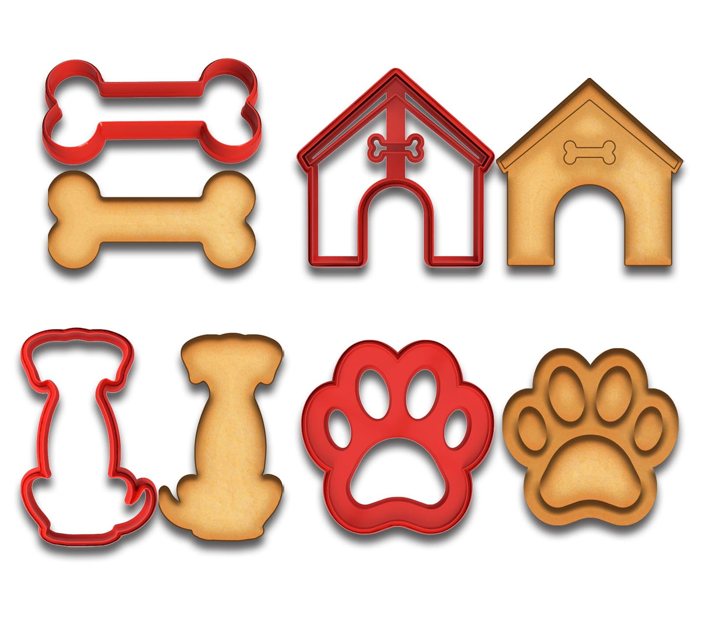 Dog Lover Cookie Cutter Set (3 Inches) - 4 Pack of Dog Bone, Paw Print, Dog House & Puppy Shapes for Baking & Crafts