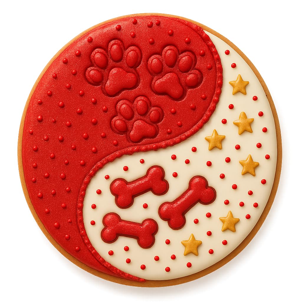 Dog Paw & Bone Yin Yang Cookie Cutter - 4x4 Inches, Fun Pet-Themed Baking Tool