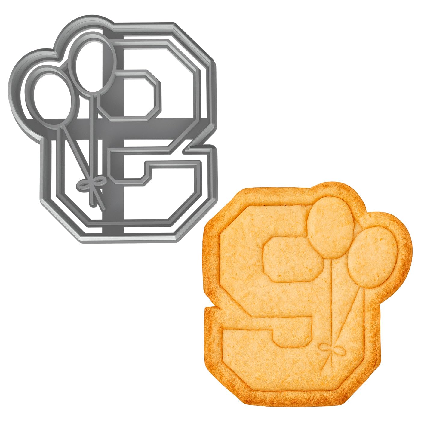 Mighty Gadget Number 9 with Balloons Cookie Cutter for 9 Year Old - 4x3.63" Birthday Celebration Mold (Random Color)