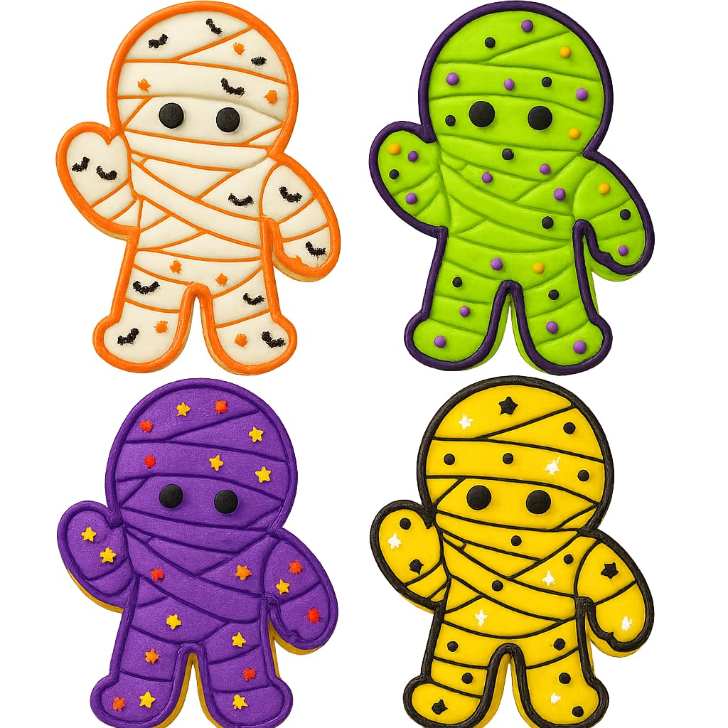 Mighty Gadget Mummy Man Cookie Cutter & Stamp - 4x2.8" Spooky Fun for Halloween Baking (Random Color)