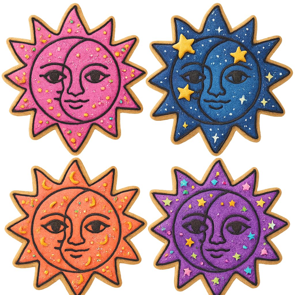 Mighty Gadget Celestial Sun and Moon Cookie Cutter & Stamp - 4x4" Heavenly Design for Lunar Celebrations (Random Color)