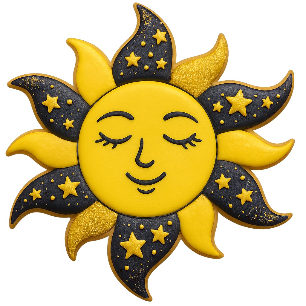 Mighty Gadget Celestial Sun Cookie Cutter & Stamp Set - 4x3.95 Inches, Perfect for Sun-Themed Baking and Crafts