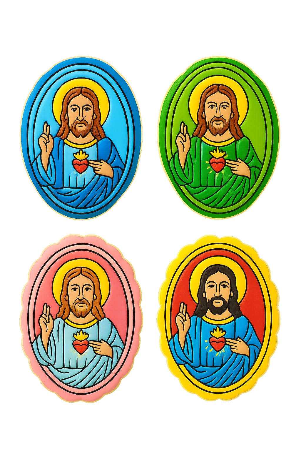 Mighty Gadget Holy Jesus Cookie Cutter & Stamp - 4x3" Blessed Image for Faith-Based Treats (Random Color)