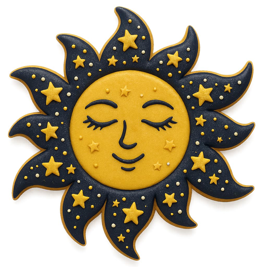 Mighty Gadget Celestial Sun Cookie Cutter & Stamp Set - 4x3.95 Inches, Perfect for Sun-Themed Baking and Crafts