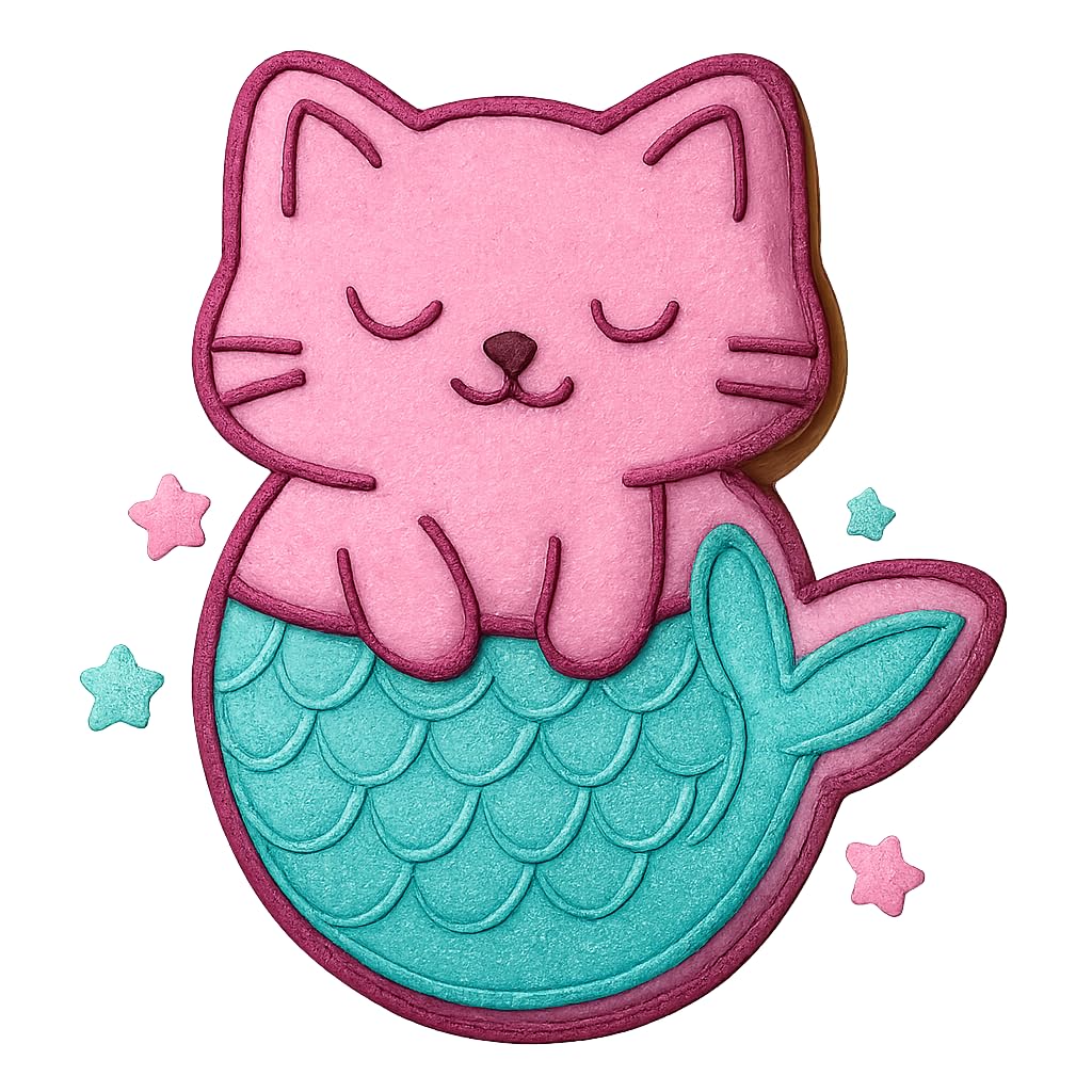 Mermaid Kitten Cookie Cutter - 2.8x4" Fun Baking Party Design