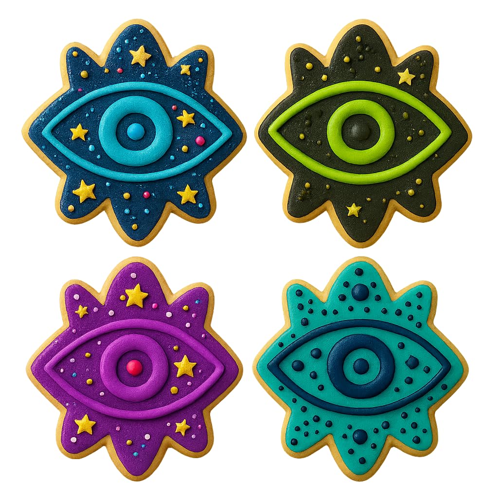 Mighty Gadget Evil Eye Cookie Cutter & Stamp - 4x3.2" Unique Charm for Spiritual Baking (Random Color)