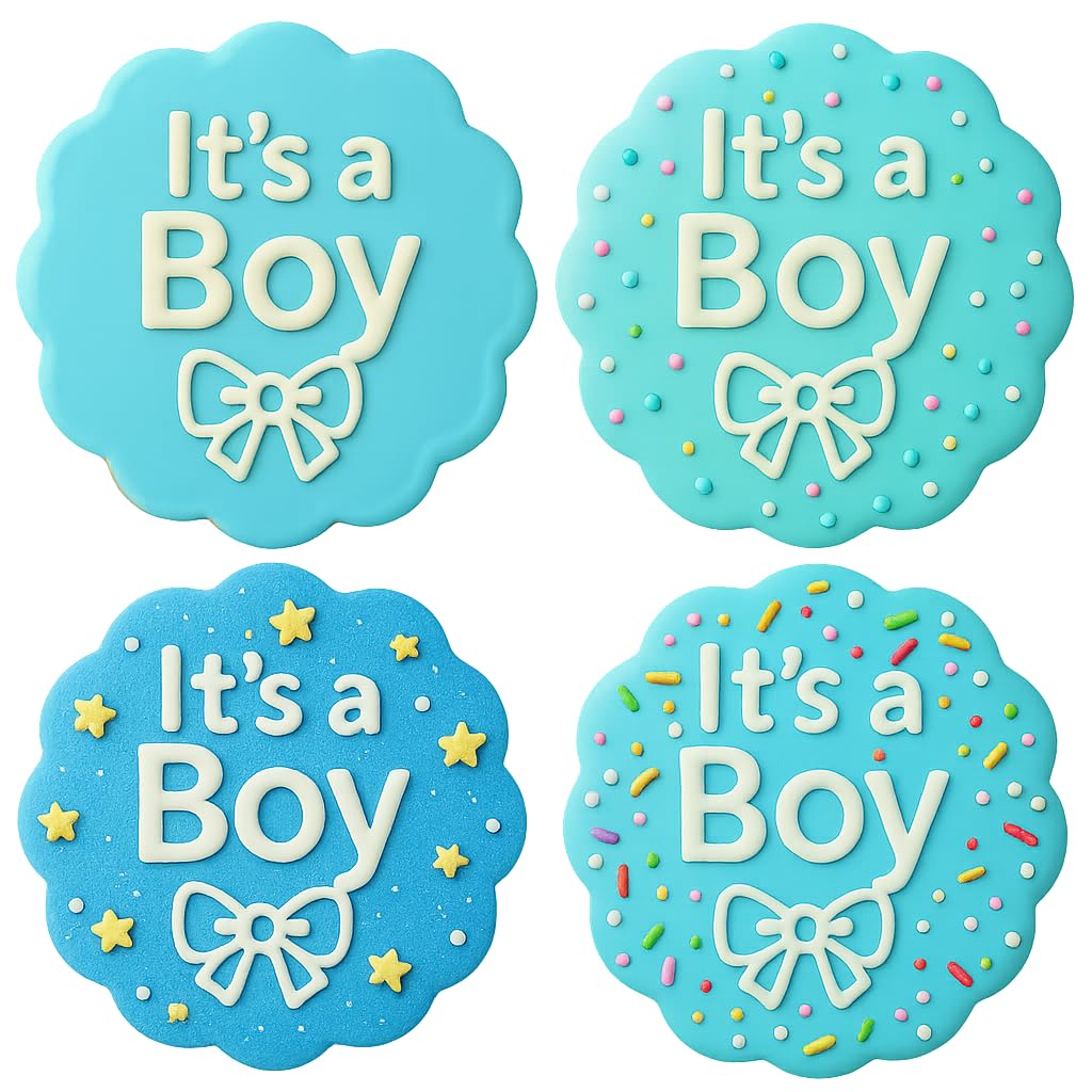 Mighty Gadget It's a Boy with Bow Cookie Cutter & Stamp - 4x4" Sweet Celebration for Baby Showers (Random Color)