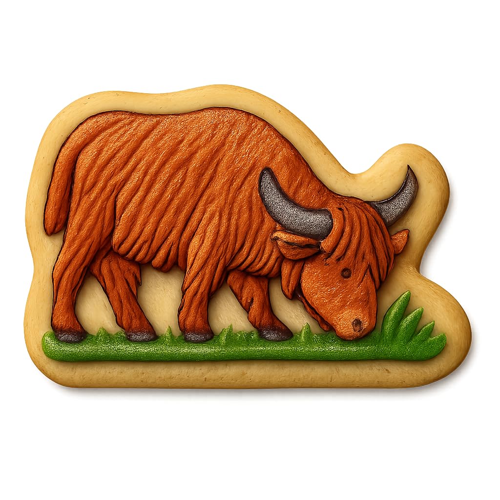 Grazing Highland Cow Cookie Cutter - 4x2.8" Fun Party Baking Tool