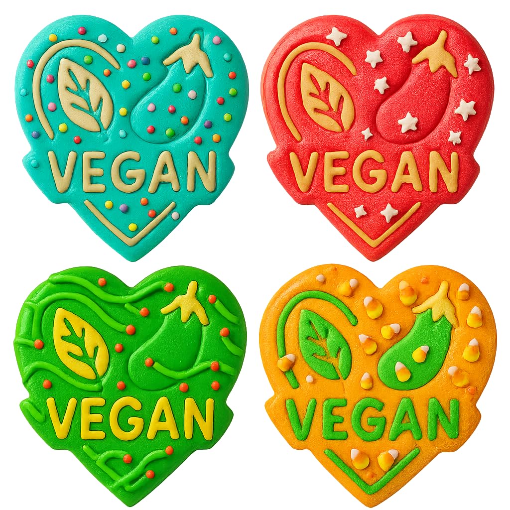 Mighty Gadget Leaf and Eggplant Heart Cookie Cutter & Stamp - 4x3.76" Unique Shape for Vegan Events (Random Color)