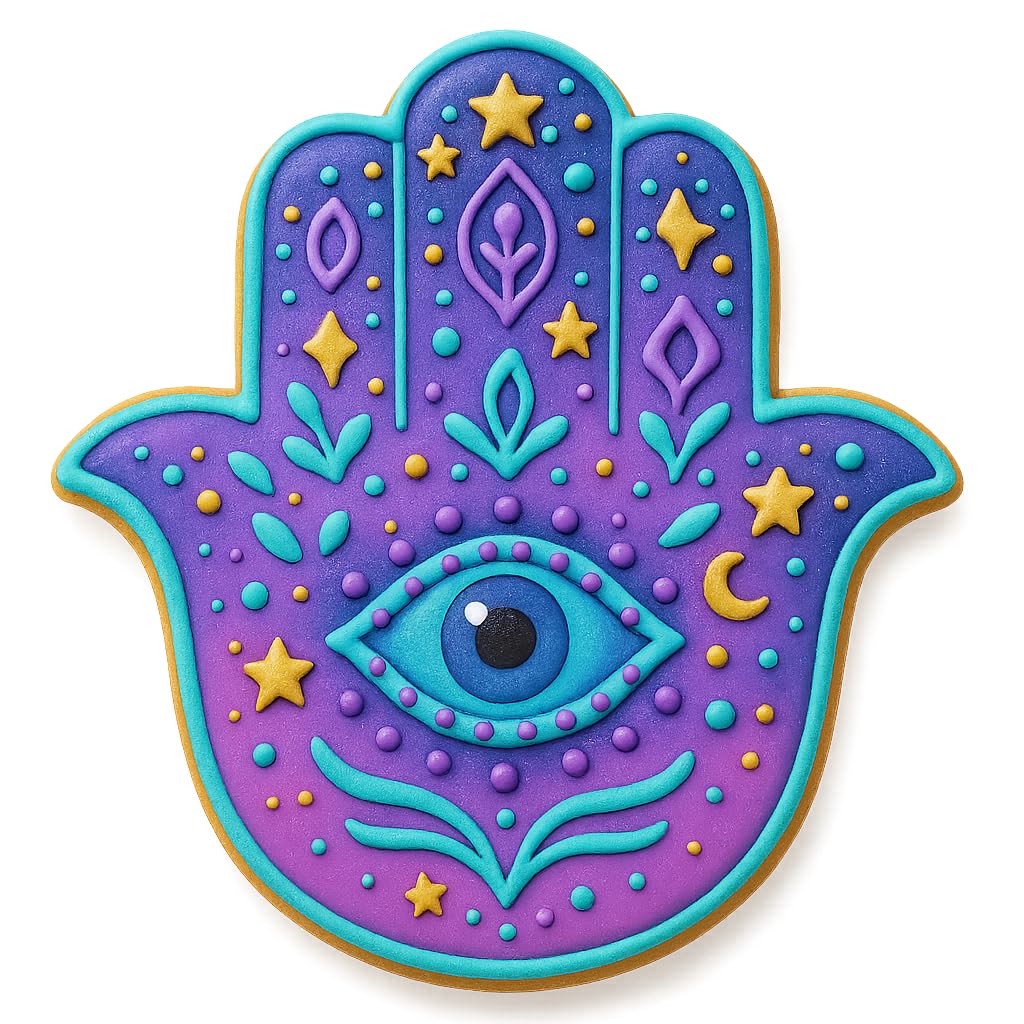 Mystic Hamsa Cookie Cutter with Evil Eye Design - 4x3.72", Spiritual Symbol for Cookies, Fondant & Crafts (Random Color)