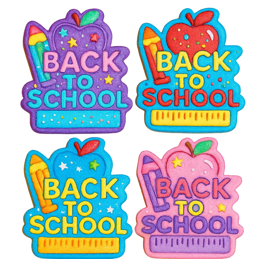 Mighty Gadget Back to School Cookie Cutter & Stamp - 4x3" Educational Design for School Events (Random Color)