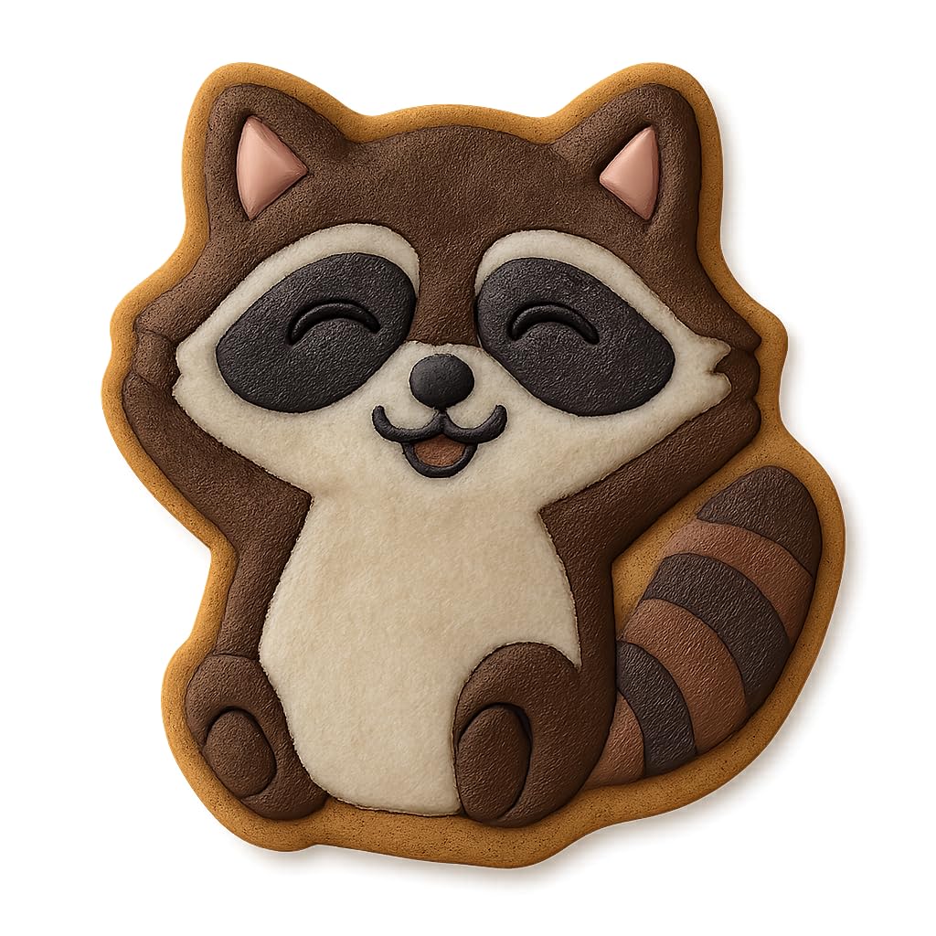 Joyful Raccoon Cookie Cutter - 4x3.5" Fun Kitchen Baking Design