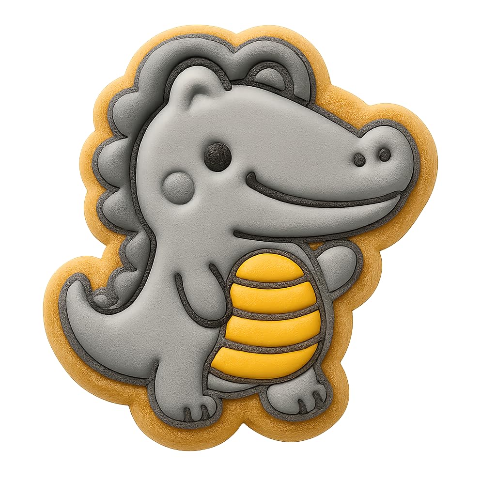Kawaii Crocodile Cookie Cutter - 4x3.66" Fun Kids Baking Design