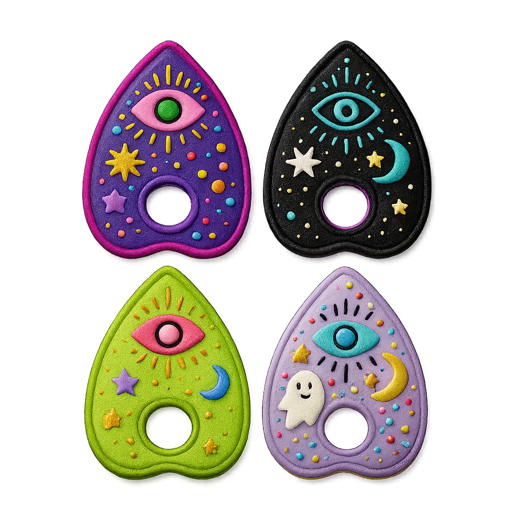 Mighty Gadget Planchette with Evil Eye Cookie Cutter & Stamp - 4x2.5" Mysterious Design for Occult Baking (Random Color)