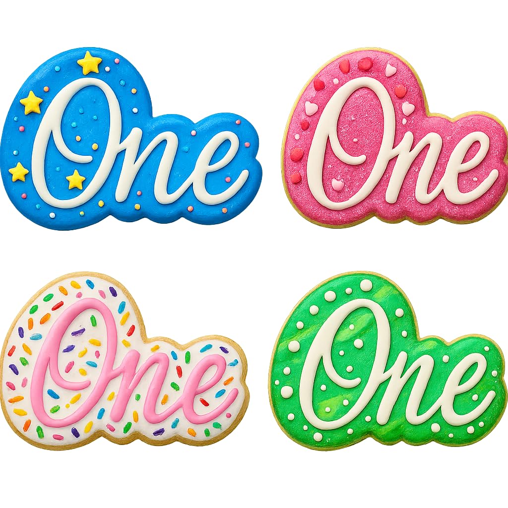 'One' Script Cookie Cutter & Stamp 4x2.5" for Baking & Fondant Clay Embosser